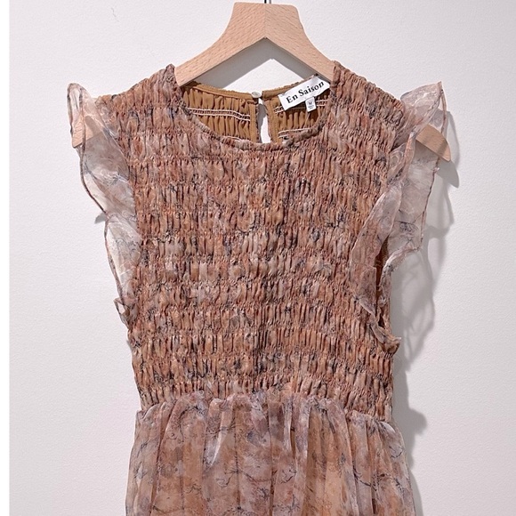En Saison | Size Small, Peach | La Raque, Smocked Midi Dress - Picture 4 of 13